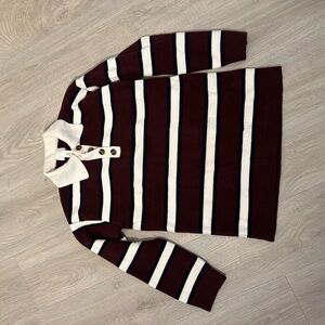 H&M Brown and White Turtleneck Sweater